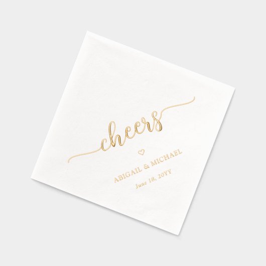 Einfache, stilvolle Script Cheers Moderne Hochzeit Servietten Mit Folie (Links)