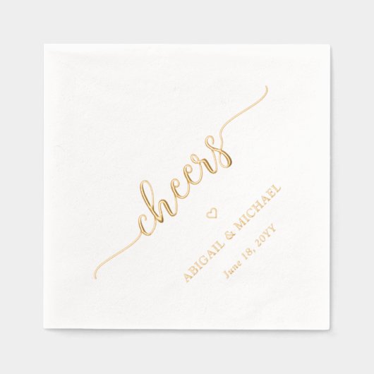 Einfache, stilvolle Script Cheers Moderne Hochzeit Servietten Mit Folie (Vorderseite)