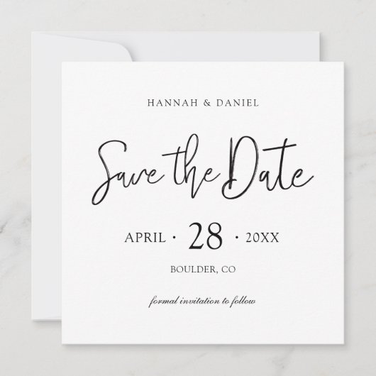 Einfache, stilvolle Square Save the Date Wedding C (Vorderseite)