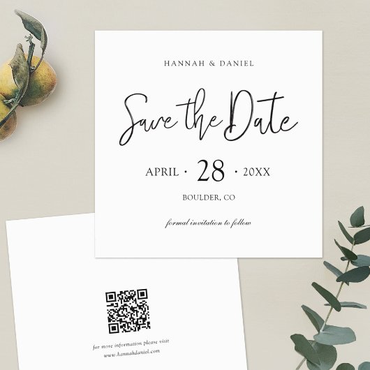 Einfache, stilvolle Square Save the Date Wedding C