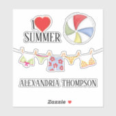 Einfache, stilvolle Summer Swimsuits Beach Balls Aufkleber (Blatt)