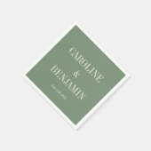 Einfache, stilvolle Typografie Elegant Green Weddi Serviette (Ecke)