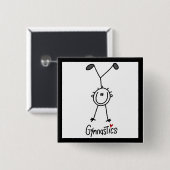 Einfache Stockfigur-Turnerin Button (Vorne & Hinten)