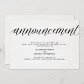 Einfache Stornierung einer Hochzeit Ankündigung (Vorne/Hinten)