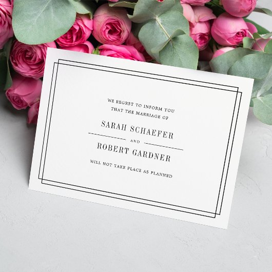 Einfache Stornierungskarte für Hochzeiten Ankündigung
