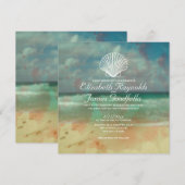 Einfache Strand-Hochzeit in Einladung (Vorne/Hinten)