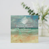 Einfache Strand-Hochzeit in Einladung (Stehend Vorderseite)