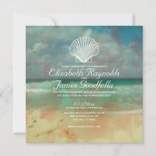 Einfache Strand-Hochzeit in Einladung