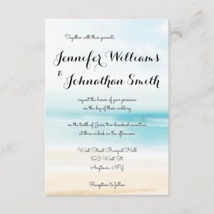 Einfache Strand-Hochzeit in Urlaubsortseinladungen Einladung