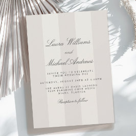 Einfache Strand-Sand-Cabana-Streifen-Hochzeit Einladung