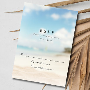 Einfache Strandhochzeit RSVP Karte