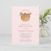 Einfache Strawberry Baby Dusche Einladung (Stehend Vorderseite)