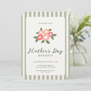 Einfache Streifen Blumen Muttertags-Brunch Einladung