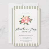 Einfache Streifen Blumen Muttertags-Brunch Einladung (Vorderseite)
