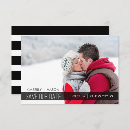 Einfache Streifen Hochzeit Speichern Sie das Datum Save The Date (Vorne/Hinten)