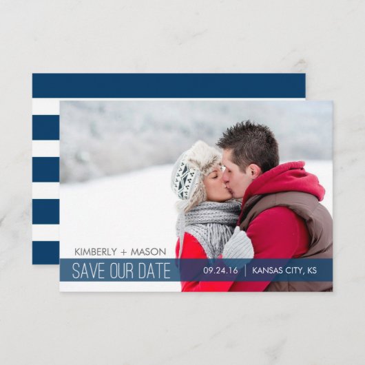 Einfache Streifen Hochzeit Speichern Sie das Datum Save The Date (Vorne/Hinten)
