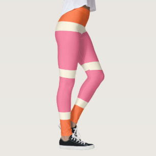 Einfache Streifen in Rosa, Orange und Creme Leggings