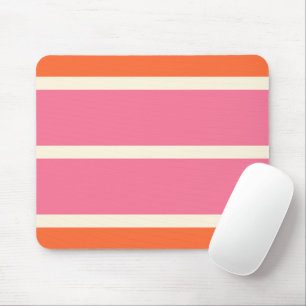 Einfache Streifen in Rosa, Orange und Creme Mousepad
