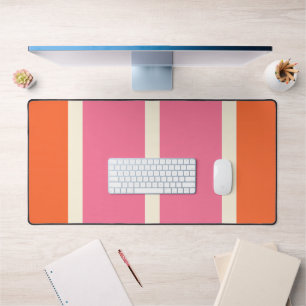 Einfache Streifen in Rosa, Orange und Creme Schreibtischunterlage