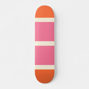 Einfache Streifen in Rosa, Orange und Creme Skateboard