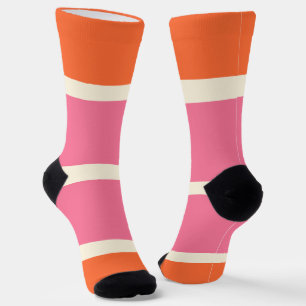 Einfache Streifen in Rosa, Orange und Creme Socken