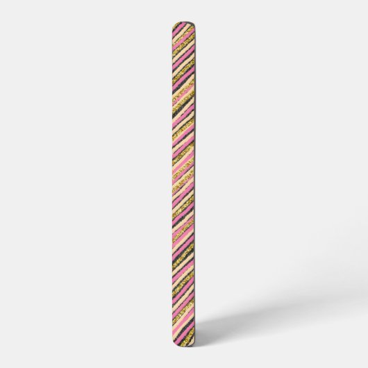 Einfache Streifen Moderne Monogram Gelb Rosa Samsung Galaxy Hülle (Linke Seite)