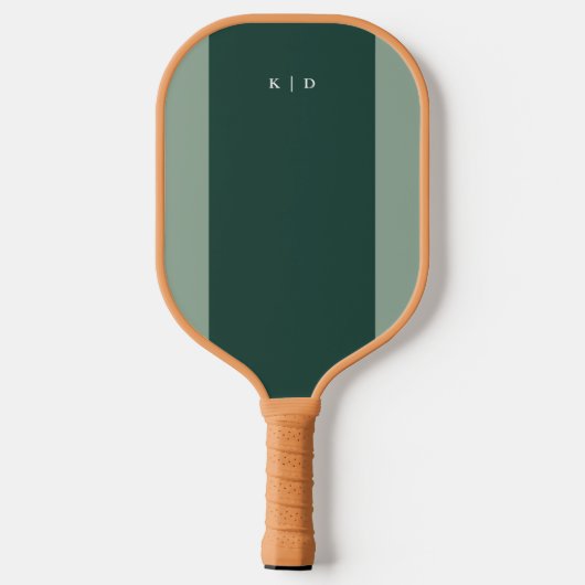 Einfache Streifen Monogram dunkelgrün Pickleball Schläger (Rückseite)