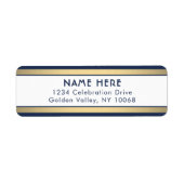 Einfache Streifen Navy Blue White Gold Rücksendead (Vorne)