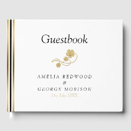 Einfache Streifen und Blume Gästebuch