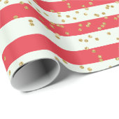 Einfache Streifen und Gold Glitzer Kinder Party Ge Geschenkpapier (Rolleneckpunkt)