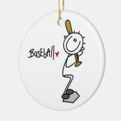 Einfache Strichmännchen-Baseball-T - Shirts und Keramikornament (Links)