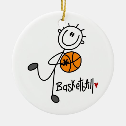 Einfache Strichmännchen-Basketball-T - Shirts und Keramikornament (Vorne)