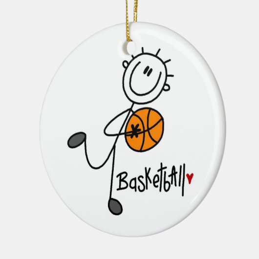 Einfache Strichmännchen-Basketball-T - Shirts und Keramikornament (Links)