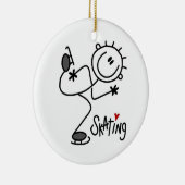 Einfache Strichmännchen-Eis-Skaten-T - Shirts und Keramik Ornament (Rechts)
