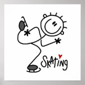 Einfache Strichmännchen Ice Skaten T - Shirt und G Poster (Vorne)