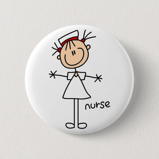 Einfache Strichmännchen-Krankenschwester-T - Button (Vorderseite)
