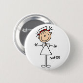 Einfache Strichmännchen-Krankenschwester-T - Button (Vorne & Hinten)