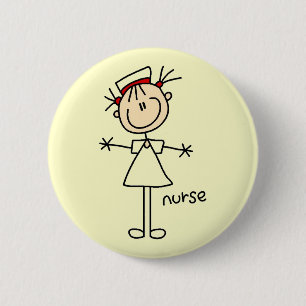 Einfache Strichmännchen-Krankenschwester-T - Button