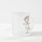 Einfache Strichmännchen-Krankenschwester-T-Shirts Mattglastasse (VorderseiteRechts)