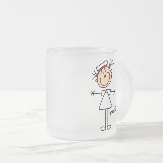 Einfache Strichmännchen-Krankenschwester-T-Shirts Mattglastasse (VorderseiteRechts)