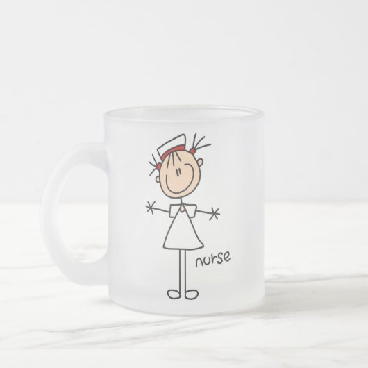 Einfache Strichmännchen-Krankenschwester-T-Shirts Mattglastasse (Links)