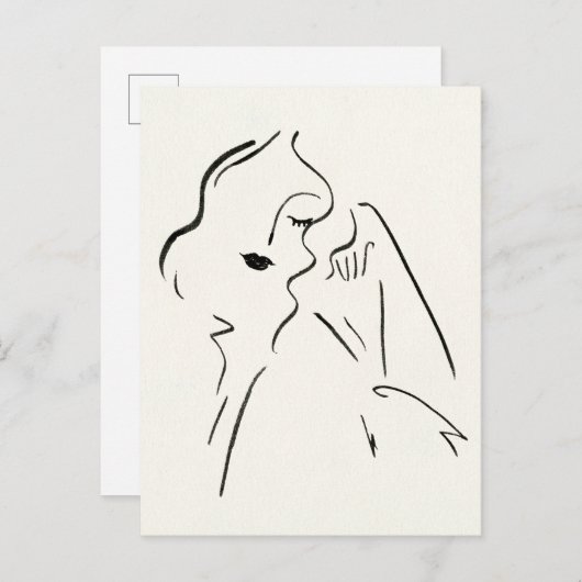 Einfache Studie - Skizze einer Frau Postkarte (Vorne/Hinten)