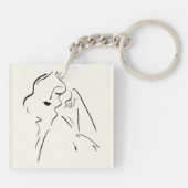 Einfache Studie - Skizze einer Frau Schlüsselanhänger (Rückseite)