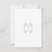 Einfache, stylische, dunkelblaue Monogram für feie RSVP Karte (Rückseite)