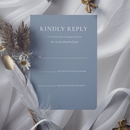 Einfache, stylische, dunkelblaue Monogram für feie RSVP Karte