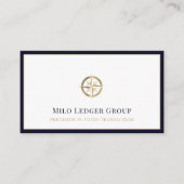 Einfache, stylische Logo Navy Blue Border Visitenkarte (Vorderseite)