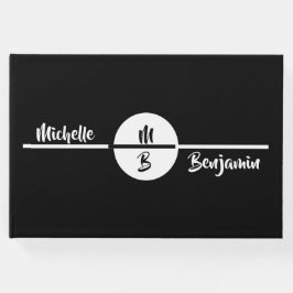 Einfache, stylische Monogram mit Name Wedding Gästebuch