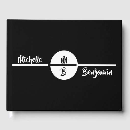 Einfache, stylische Monogram mit Name Wedding Gästebuch (Vorderseite)