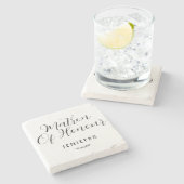 Einfache, stylische Script Bridesmaid-Personalisie Steinuntersetzer (Seitenansicht)