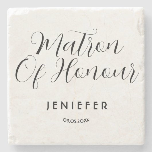 Einfache, stylische Script Bridesmaid-Personalisie Steinuntersetzer (Vorderseite)